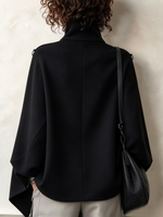 Elegant Black Military Cape Jacket.