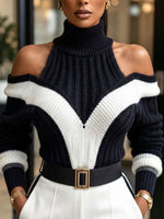 Elegant Stretch Navy-piped Trousers
