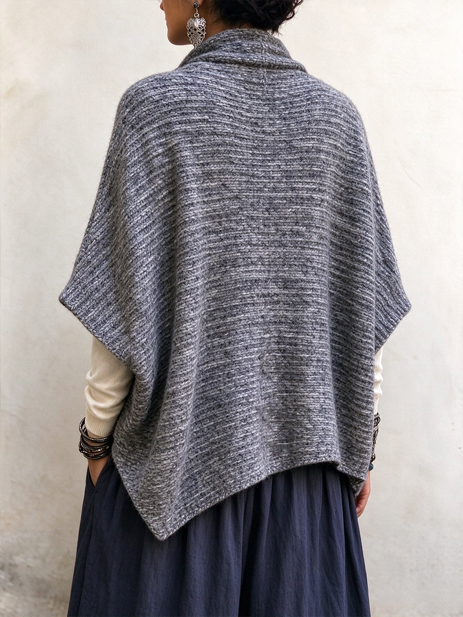 Chic Oversized Button-Front Knit Cape