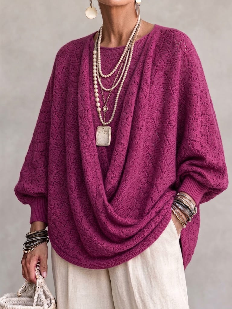 Knit Top With A Cowl Neck, Cut-out Details, And Lantern Sleeves.