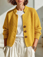Cozy Chunky-knit Cardigan With Stand Collar