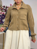 Chic Denim And Cable-knit Spliced reversible Jacket