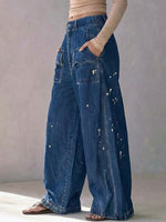 Women's High-waisted Loose-fit Wide-leg Denim Trousers